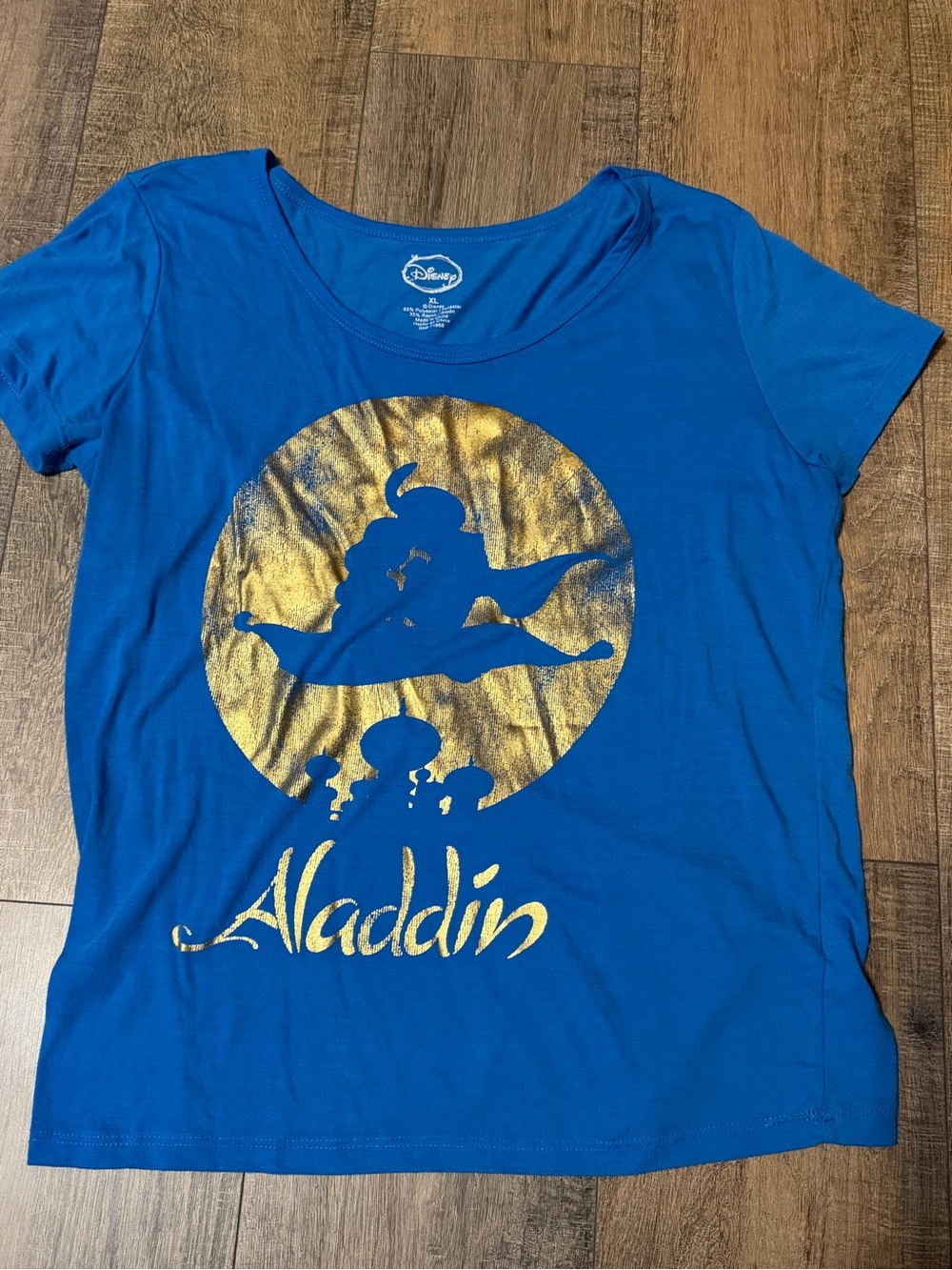 Disney Royal Blue Aladdin Tee with Metallic Gold Graphic